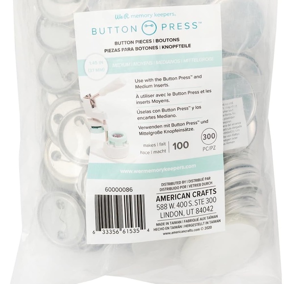 We R Memory Keepers Medium Button Press Refill (37mm), 100-pack, Create DIY Cust - Picture 1 of 4